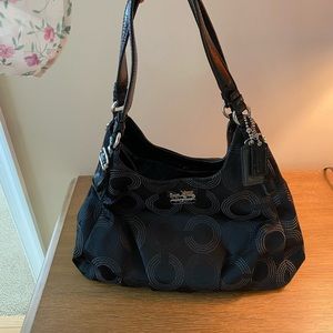 Black coach bag shoulder bag multiple compartments comes with dust bag